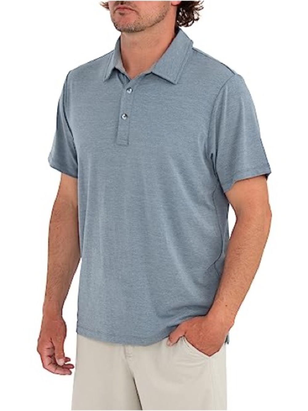 Free Fly Men's Flex Polo, Bamboo Performance Blend, Size L, Dusk Blue